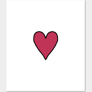 Small Viva Magenta Heart Line Drawing Pantone Color of the Year 2023 Posters and Art